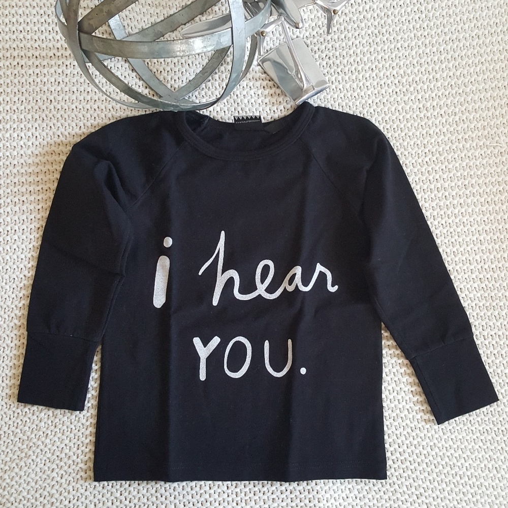 Papu Black I Hear You Long Sleeve Shirt Size 3-4Ys